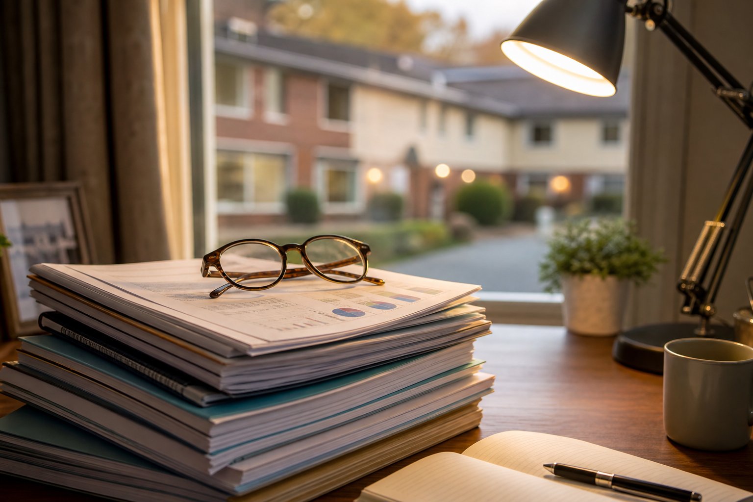 Evidence-based review documents on a desk
