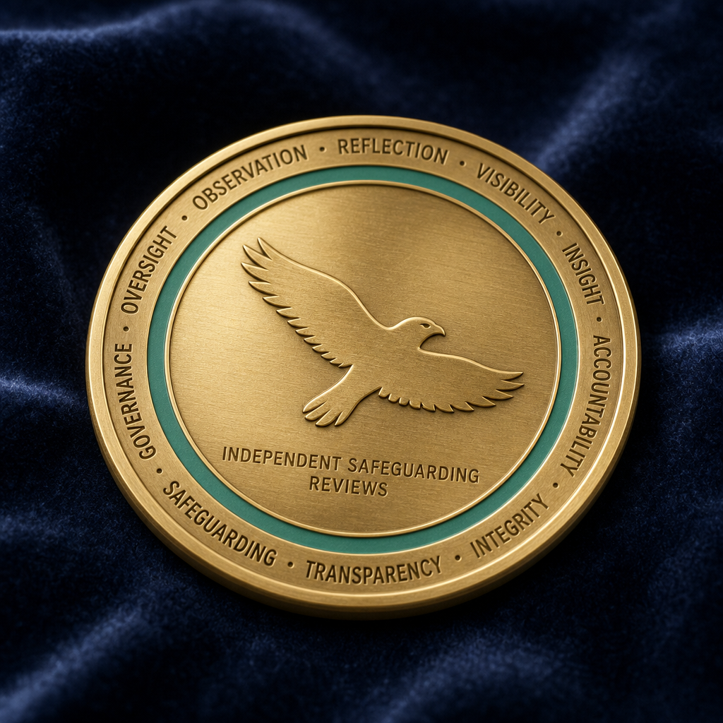 ORVIA Challenge Coin — Independent Safeguarding Reviews (Teal)