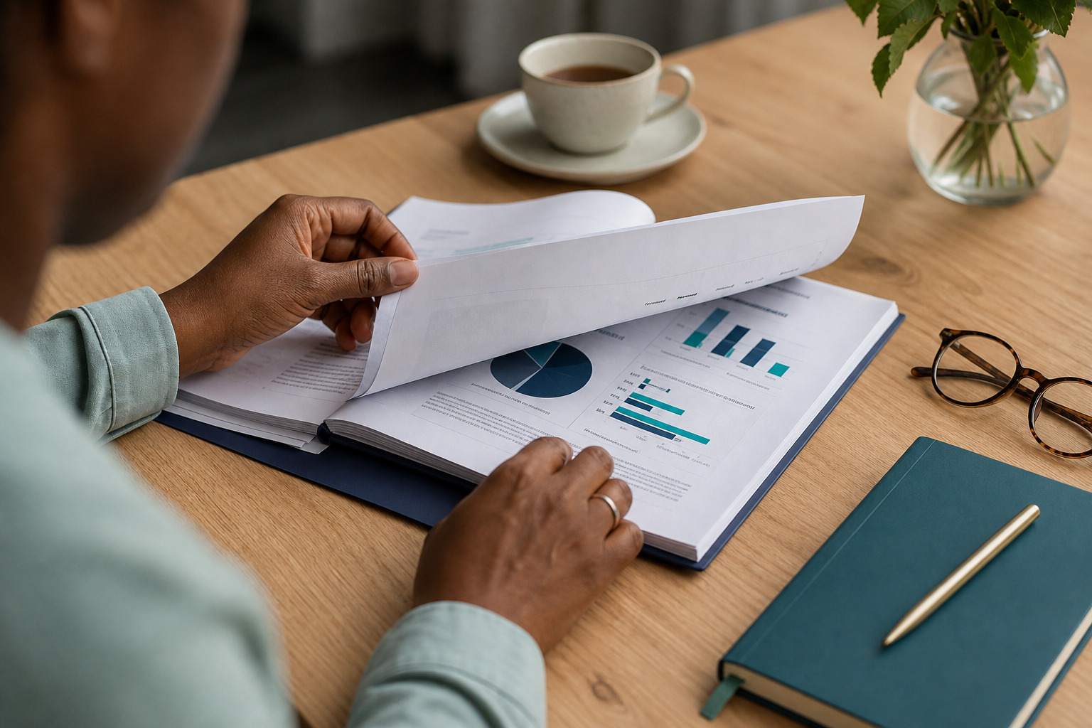 Professional reviewing evidence and care quality reports